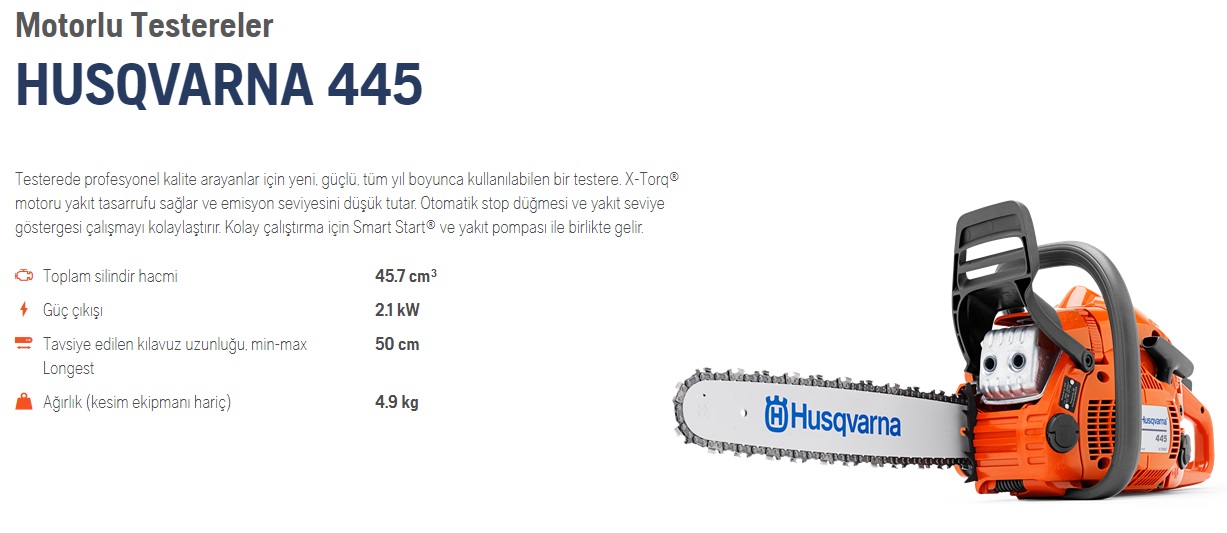 Tronçonneuse 2.1 kW guide de 50 cm - HUSQVARNA 445 II